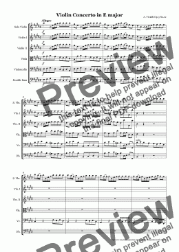 page one of Vivaldi Violin Concerto in E major Op.3 No.12