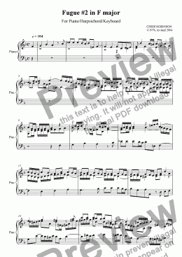 page one of Fugue #2 in F major - for solo Piano/Harpsichord/Keys