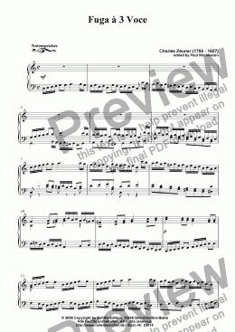 page one of Fuga a 3 Voce in C major for small organ (Ch. Zeuner)