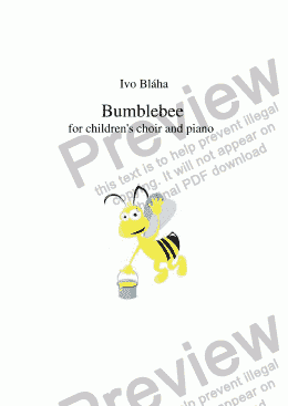 page one of BUMBLEBEE (Medák) for children’s choir and piano (English words)