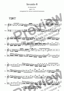 page one of Inventio Nr. 08 (transcripted for woodwind instruments, J.S.Bach)