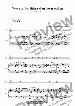 page one of Choral  >Wer nur den lieben Gott laesst walten< (Transcription for solo and piano, J.S.Bach)