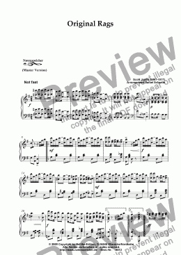 page one of Orginal Rag, Ragtime (Master Version, Sc. Joplin)