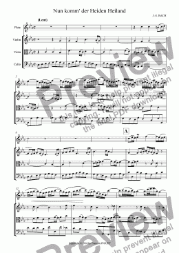 page one of Nun komm' der Heiden Heiland for Flute & Strings
