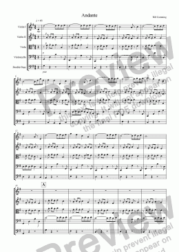 page one of Andante for String Orchestra