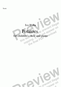 page one of POTATOES (Brambory) for children’s choir and piano (English words)