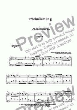 page one of Praeludium in g minor, Klavierbuechlein W.F.Bach ( BWV929, J.S.Bach)