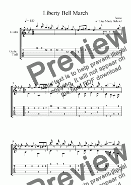 page one of The Liberty Bell March (Monty Python) Classical Guitar Solo with TAB