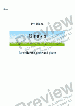 page one of GRASS (Tráva) for children’s choir and piano (English words)