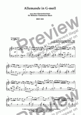 page one of Allemande aus Klavierbuechlein BWV 836 (J.S.Bach)