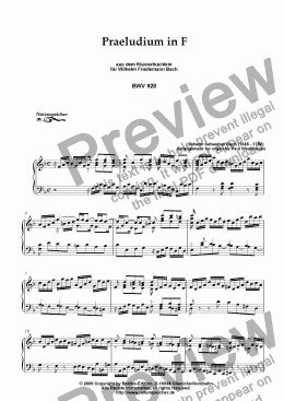 page one of Praeludium in F major, Klavierbuechlein, BWV 928 (J.S.Bach)