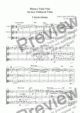 page one of Messe a Trois Voix for two Violins & Viola