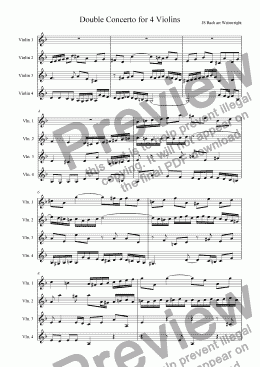 page one of Double Concerto for 4 Violins