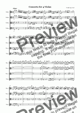 page one of Vivaldi Concerto Op.3 No.8 for 4 Violas