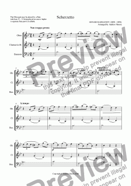 page one of ’Scherzetto’ arranged for Wind Trio