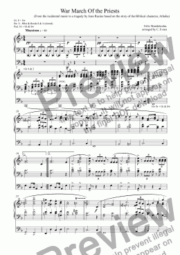 page one of War March Of the Priests, arranged for Organ Solo