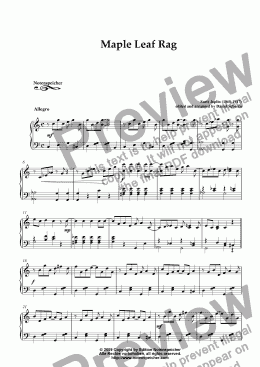 page one of Maple Leaf Rag, very easy piano version (S. Joplin)