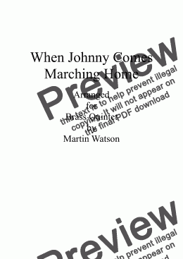 page one of When Johnny Comes Marching Home for Brass Quintet