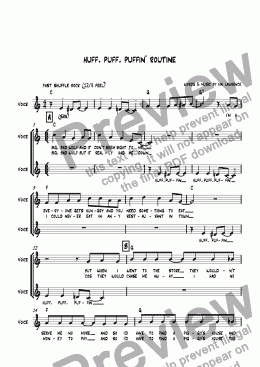 page one of The three little Rock & Roll Pigs; Song Eight - Huff-Puffin' Routine