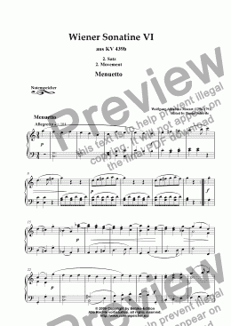 page one of Wiener Sonatine VI, (Divertimento) KV 439b, 2. Movement (Menuetto) (W.A.Mozart)