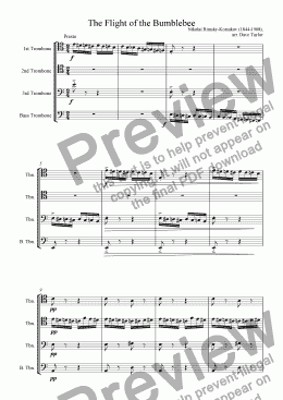 page one of Flight of the Bumblebee (trombone quartet)