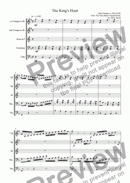 page one of The King's Hunt (brass quintet)