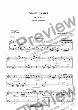 page one of Sonatine C major, op. 36 Nr. 1, 2. Movement, Andante (M. Clementi)