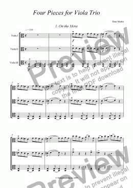 page one of Four Pieces for Viola Trio