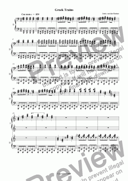 page one of Greek Trains (piano 4-hands)