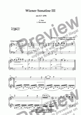page one of Wiener Sonatine III KV 439b, 1. Movement, Adagio (W.A.Mozart)