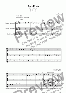 page one of Easy Peasy.  1 of 6 recorder/flute trios for 12yrs & over [see title page]
