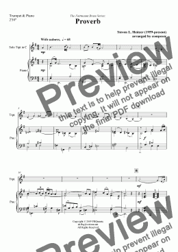 page one of Proverb - TRUMPET & Piano