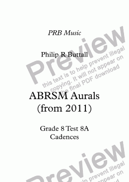page one of Worksheet: ABRSM Grade 8 Aurals - Cadences