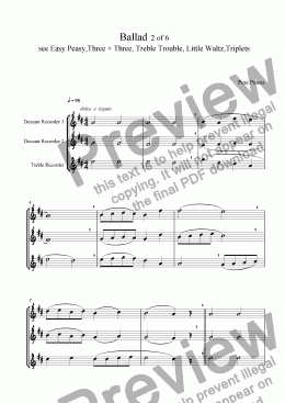 page one of Ballad 2 of 6 [12yrs and over] {recorder trio}