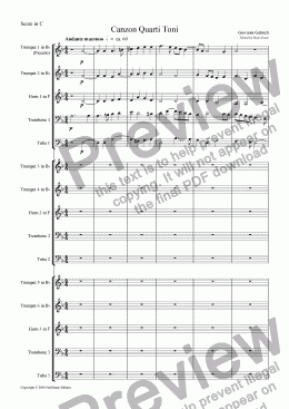 page one of Gabrieli: Canzon Quarti Toni (3 Brass Quintets)