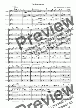 page one of The Entertainer for Viola Quartet