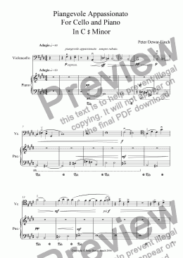 page one of Piangevole Appassionato for Cello and Piano in C sharp Minor