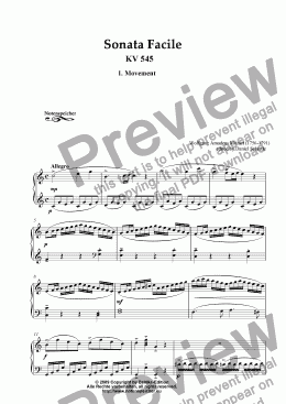 page one of Sonata Facile, C major, 1. Movement, Allegro, KV 545 (W.A.Mozart)