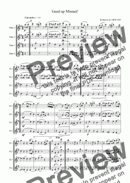 page one of Flute Quartet: Geed Up Minuet! by Beethoven