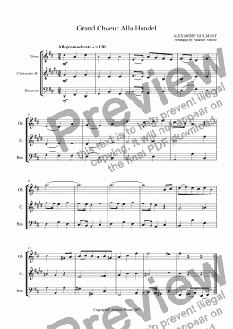 page one of ’Grand Choeur alla Handel’ arranged for Wind Trio