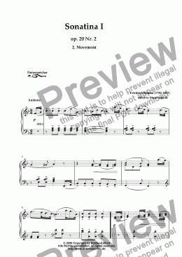 page one of Sonatina I C major, 2. Movement, Andante, op. 20 Nr. 2 (F. Kuhlau)