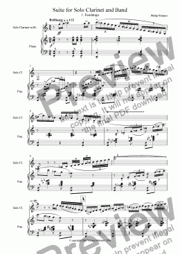 page one of Fandango - From Suite for Clarinet and Band (piano accomp)