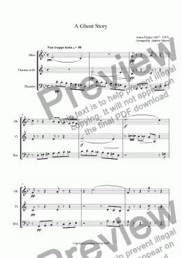 page one of ’A Ghost Story’ arranged for Wind Trio