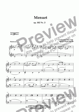 page one of Menuet in C major, op. 183 Nr. 3 for piano (C. Reinecke)