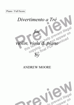 page one of ’Divertimento a Tre’ - 1st Movement (for Violin, Viola & Piano)