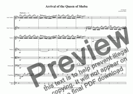 page one of Arrival of the Queen of Sheba for two solo Violins & String Orchestra