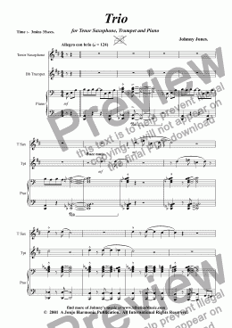 page one of Trio For Tenor Saxophone, Trumpet and Piano