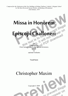 page one of Missa in Honorem Episcopi Challoneri (English Words)