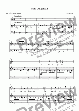 page one of Panis Angelicus (Original) for Voice and Organ/Piano, Sheet Music Download, Wedding favourite
