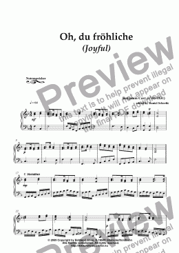 page one of Variations about >Oh, du froehliche - Joyful< (for piano by B. Carr)